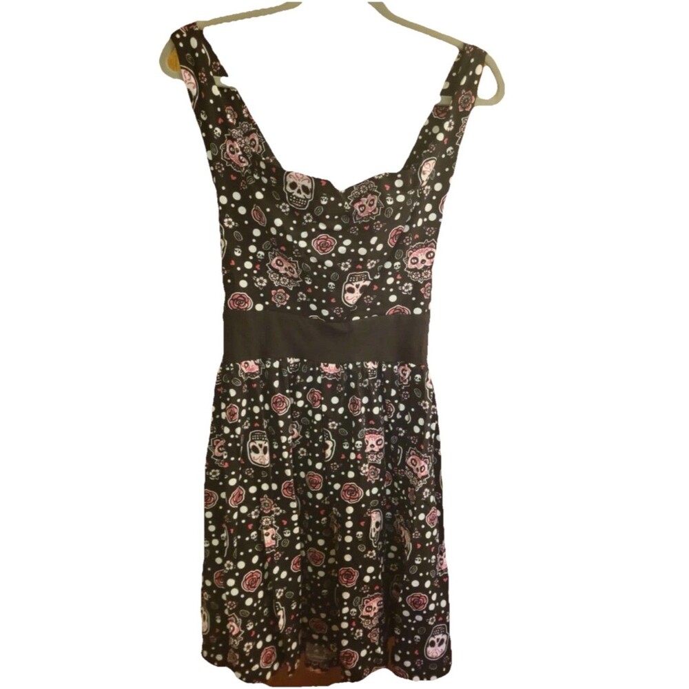 TOO FAST Sugar Skull MUERTE KITTY CAT criss cross back dress RARE! XL Pinup
